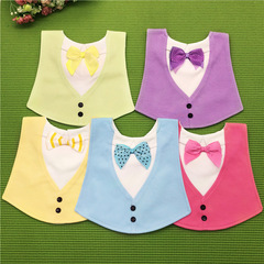 寶寶純棉圍嘴嬰兒口水巾領結紳士禮服公主圍裙四層防水可調節紐扣