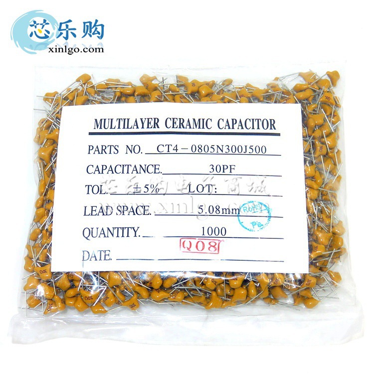 独石电容 330J 33PF 50V 间距5.08MM 陶瓷电容