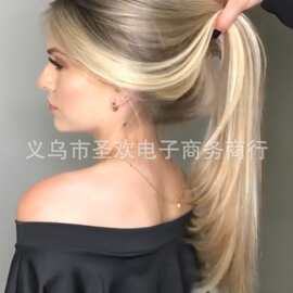 新款欧美女士假发中分染色渐变长直发 wigs hair 现货批发
