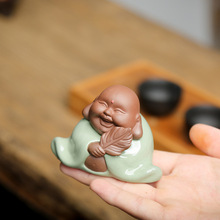 紫砂茶宠可爱小弥勒佛摆件陶瓷手工精品创意茶虫茶玩茶具配件可养