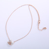 Necklace stainless steel, golden chain for key bag , fashionable pendant, pink gold, diamond encrusted, wholesale