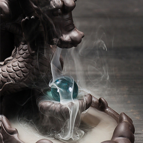 Cross-border large purple sand dragon smoke backflow incense burner tea ceremony ornaments creative incense burner dragon home furnishings incense ceremony original