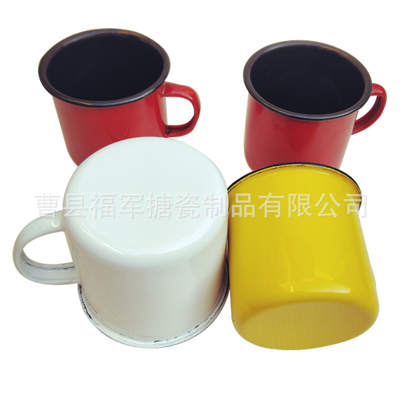 FDA Food grade security testing Europe and America quality Enamel cup colour handle Enamel glass customized logo