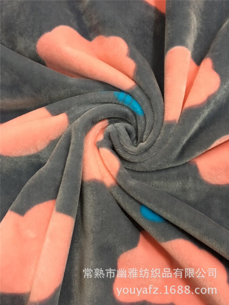 爆款水晶绒 海岛绒印花超细腻柔软面料水晶绒面料适合毛毯睡衣