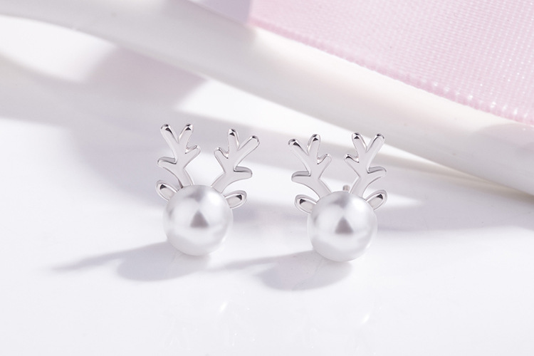 Korean version elk pearl antler earrings pearl earrings fashion jewelrypicture1