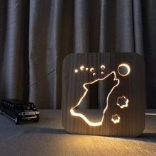 跨境狼造型 木質工藝品 創意木頭燈 裝飾台燈FS-T1843W