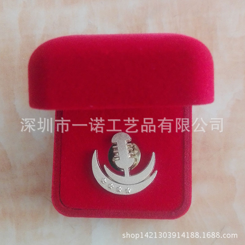 绒布盒真金月亮保险公司徽章 (1)