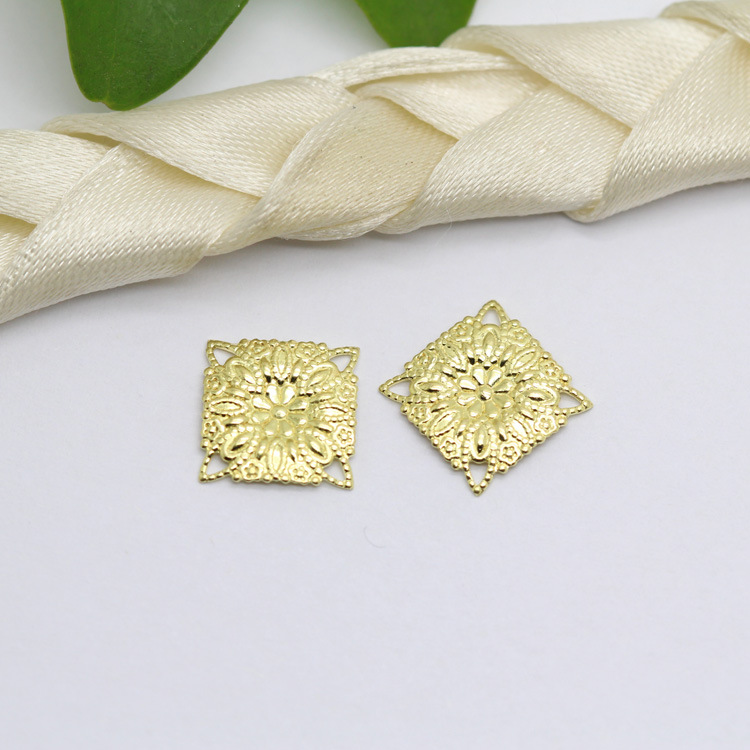 古风饰品配件纯铜10mm正方小花片diy手工饰品材料古装发簪配件
