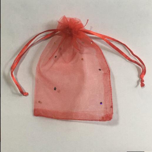 厂家直销现货9X12cm大红色亮片珍珠纱袋 促销款礼品精美美妆