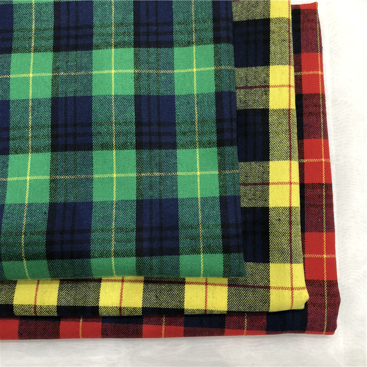 色织涤棉斜纹格子布 21支磨毛拉绒格子布 衬衫半身裙童装园服面料