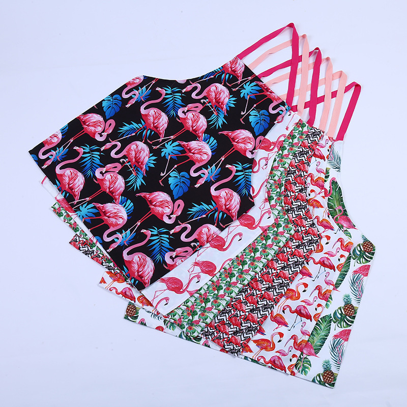 围裙 棉麻布艺无袖印花防油围裙批发简约厨房几何棉麻防污围裙