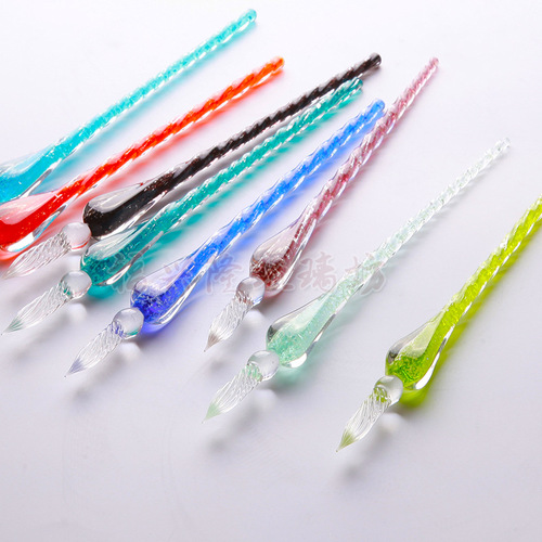 Manufacturer supplies starry sky glass pen, crystal fluorescent water-dipped signature pen, creative stationery gift stationery pen