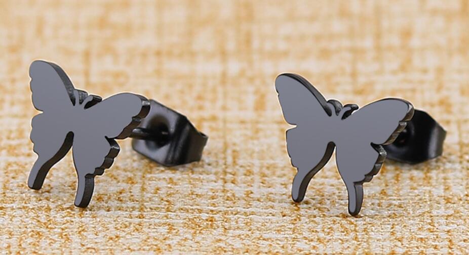 1 Pair Sweet Butterfly Titanium Steel Plating Ear Studs display picture 5