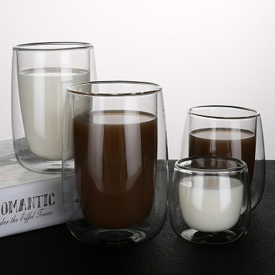 double-deck glass heat insulation transparent teacup originality Water cup Heat Mug fruit juice Drink Cup
