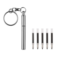 Stainless steel retractable pen, portable ballpoint pen, mini keychain, creative gift box set on Amazon