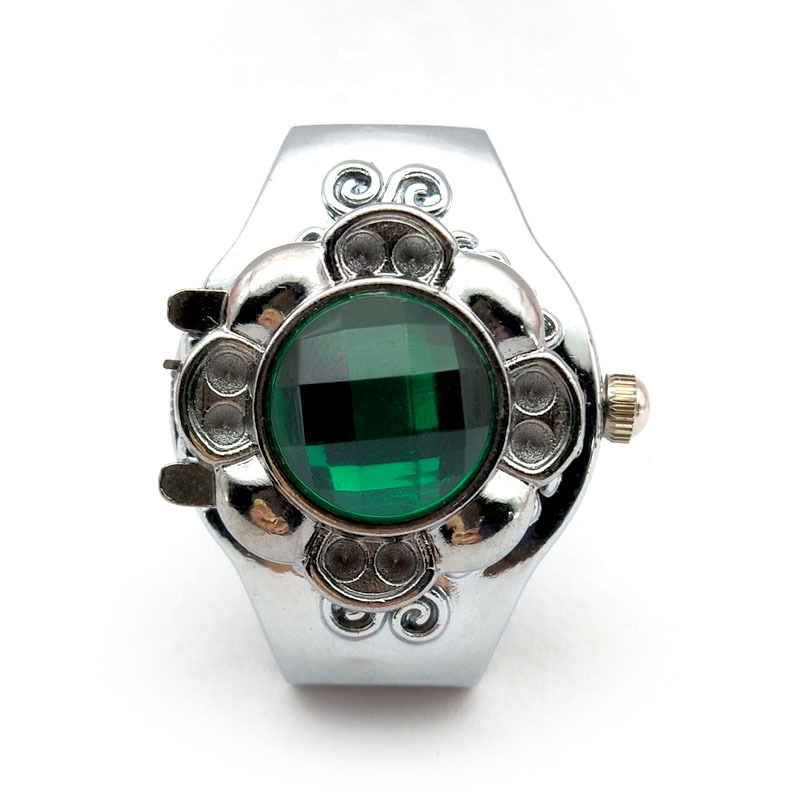 Pointer+Number Display Type Round Dial Shape Street Occasion Retro Classic Style Round Quartz Watch Rings