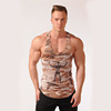 man motion Bodybuilding run apparatus Physical exercise camouflage pure cotton Elastic force Quick drying vest One piece On behalf of