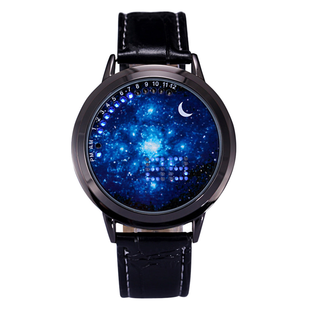 （中性）时尚星空面大气款触屏电子腕表 款式->黑壳蓝色星空