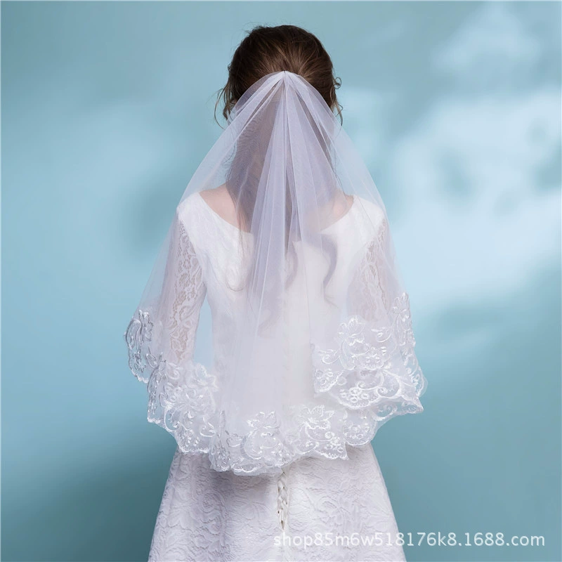 Оптовая Свадебная Фата Кружева Однослойная 1,5 метра 3 метра 5 метров 10 метров в длину Белый Красный Шампанское кружевная вуаль