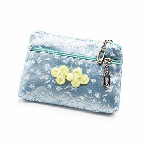 Brocade has double zipper retro qipao dresses purse bag for female wallet classic brocade plate buckles feature Chinese wind silk change small bags