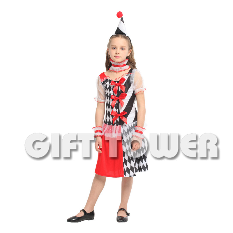 Stage performance costume, carnival costume G-0322, naughty red and black female clown role-playing costume, Halloween performance costume detail image 2