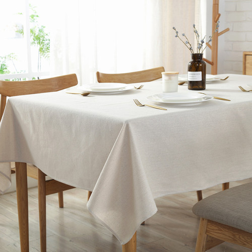 Hemp natural white solid color cotton and linen tablecloth Nordic simple style tablecloth Western restaurant decoration fabric wholesale