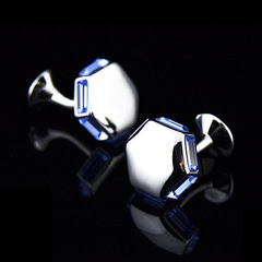English Brand Hexagon Blue Czech Crystal Cufflinks for Men French Button 616cufflinks/155960