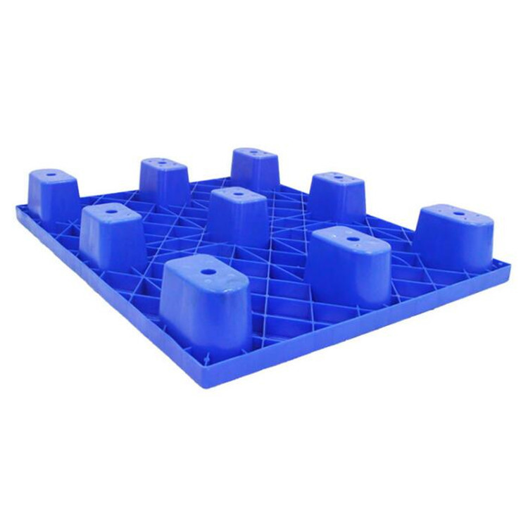 供应塑料单面九脚卡板仓库周转防潮脚踏板塑料蓝色叉车垫仓卡板