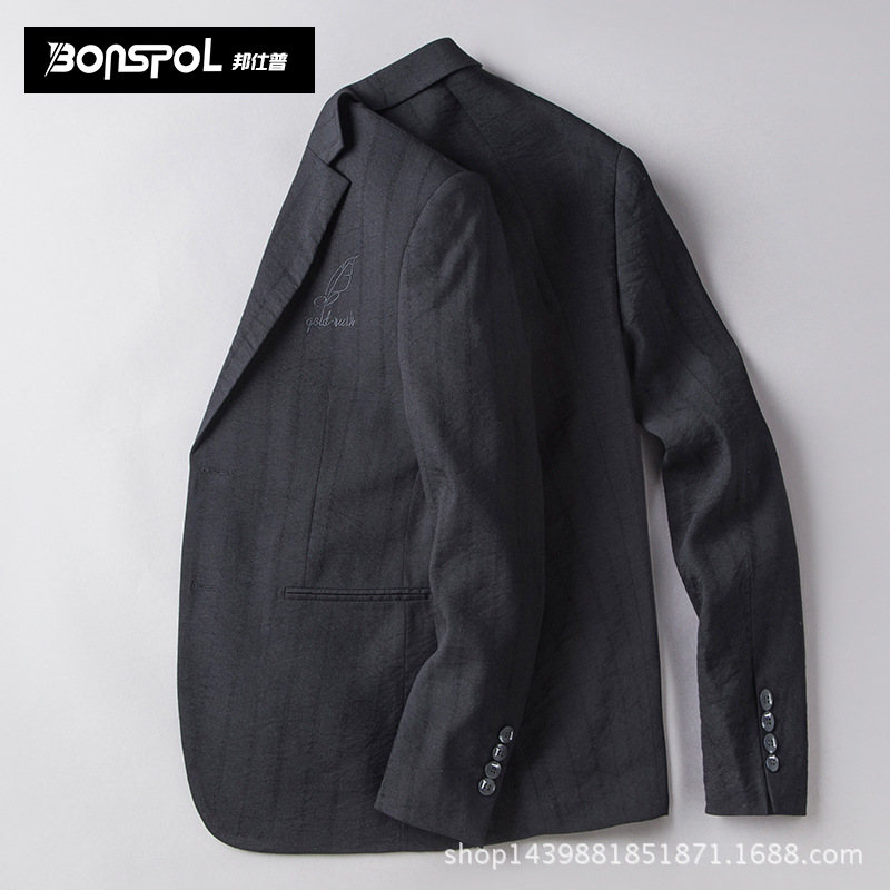 一件代发春新款休闲西服外套男上衣时尚修身单西潮款男士外套西装|ms