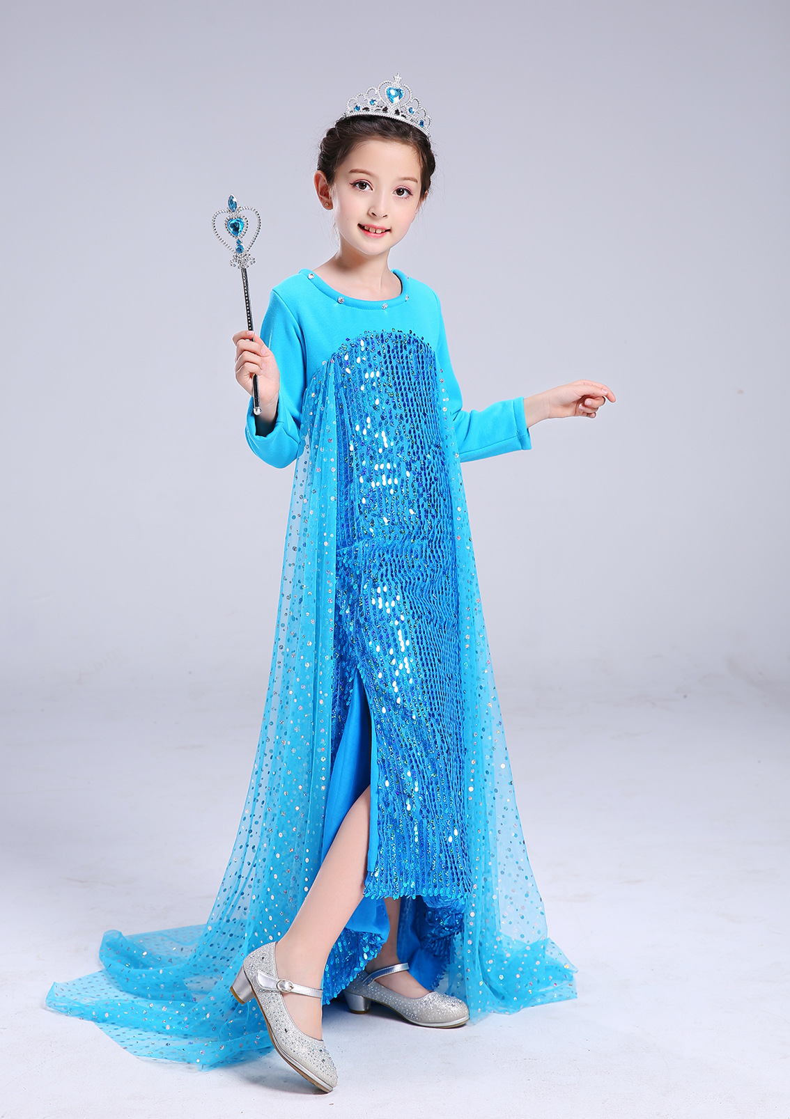 Christmas Ice Snow Enchanted Princess Skirt with No Pouring Sequins Thickening Down for Autumn and Winter Girls'_voghion.com