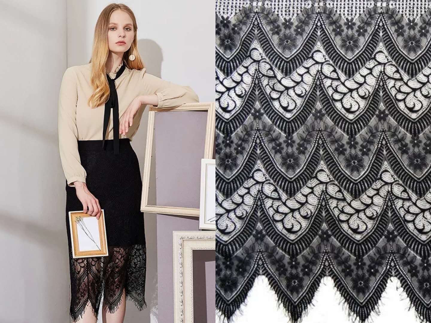 厂家直销爆款睫毛蕾丝花边面料 性感镂空连衣裙内衣桌布蕾丝面料