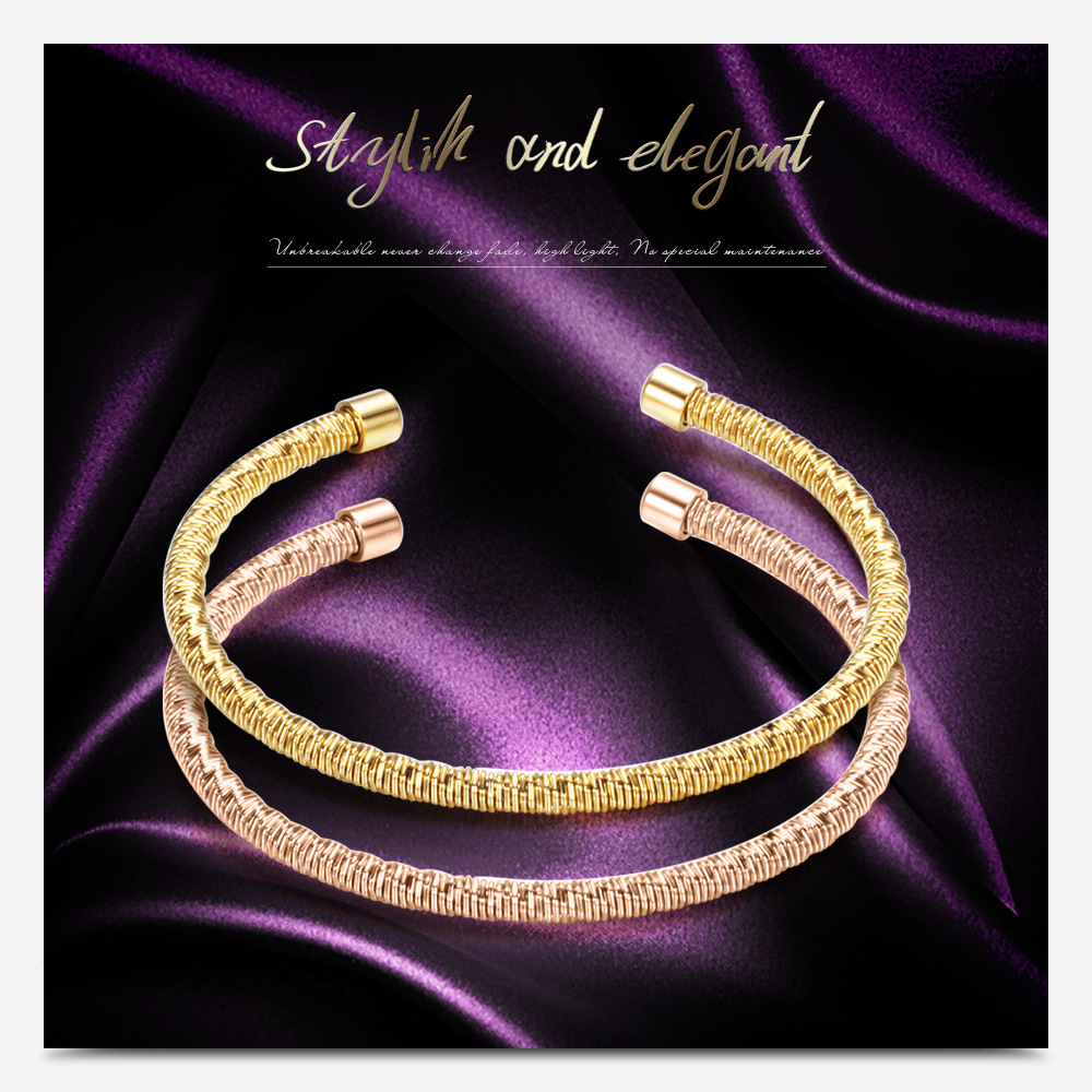 2PCS Ins Steel Trendy Adjustable Personalized Versatile Simple Cable Fashion Open Bracelet_voghion.com