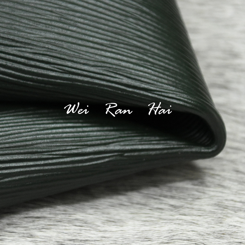 【未然海】黑色灰色橘色二层水波纹立体牙签纹箱包用牛皮真皮