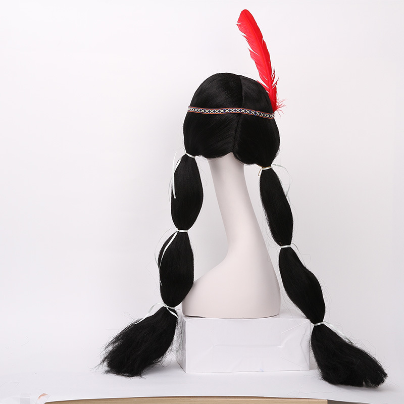 Newlook IMG - 1300 Negro doble cola de caballo gran trenza peluca de vacaciones peluca de Halloween