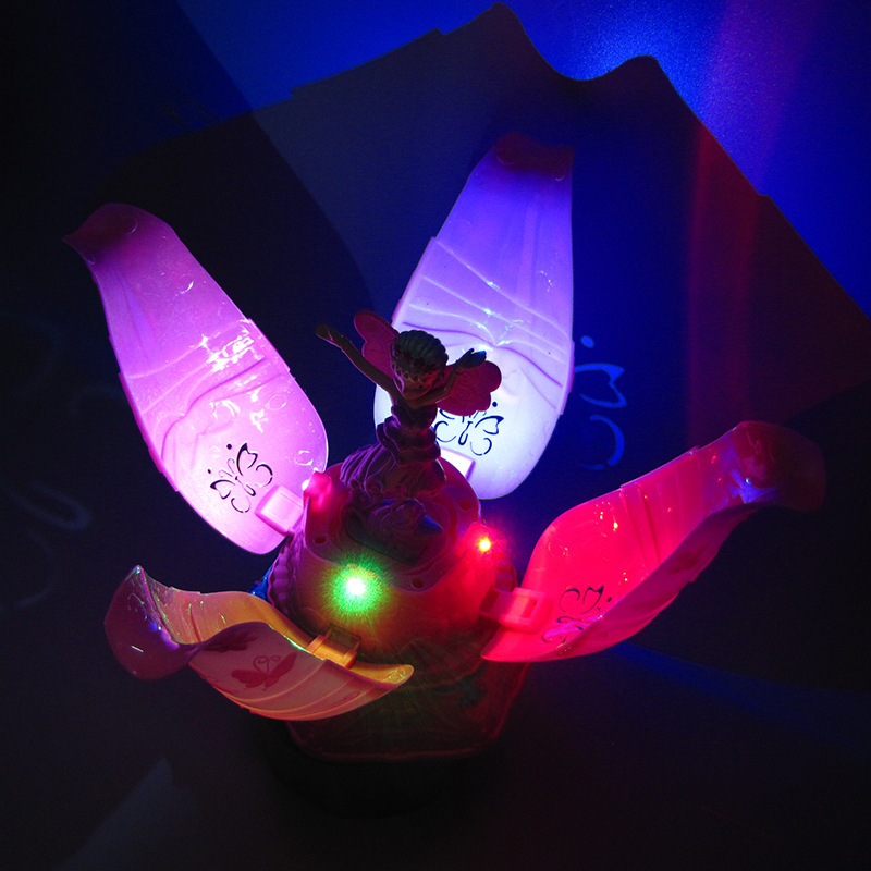 Nueva Flor de hadas las mujeres elevación eléctrica giratoria bailando flor princesa con luz música universal juguetes para niños