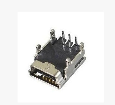 迷你5P 插脚4定位 USB 接口 MINI 5P插座 90度插板 4定位脚