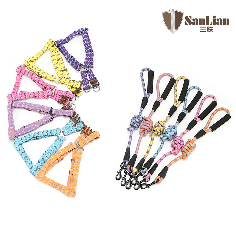 Высокое качество тройной зоотовары лента собака тяга нагрудный ремень тяговый трос Поводок цепь для собак елочка узор цветок