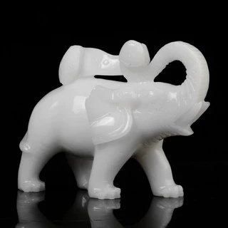 珍宝玉石阿富汗白玉大象摆件客厅电视柜工艺品玉石玉雕摆件