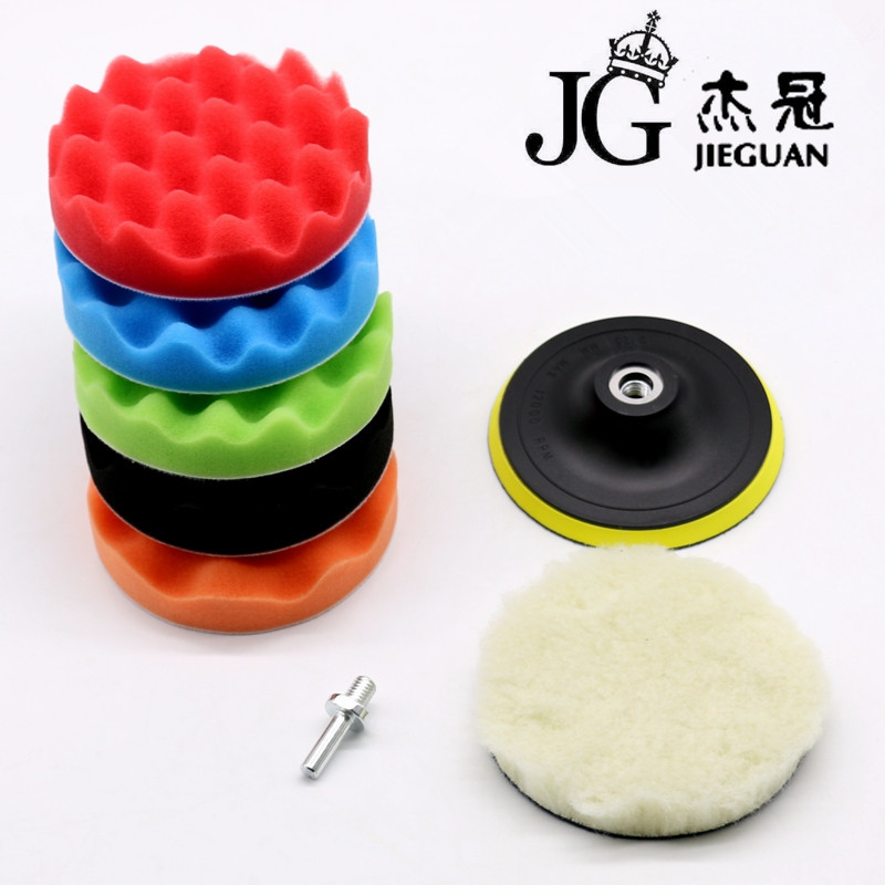 跨境专供 汽车美容打蜡抛光轮 海绵抛光盘8件套海绵盘打蜡羊毛球