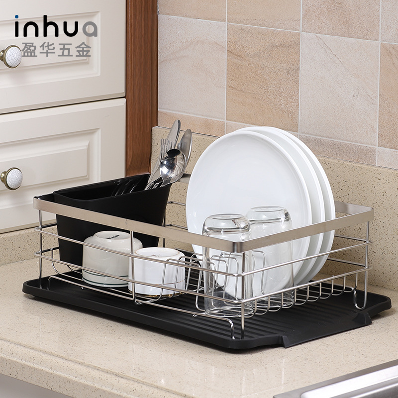 盈华厂家批发销售收纳架厨房用品收纳铁线碗碟架沥水架生产批发