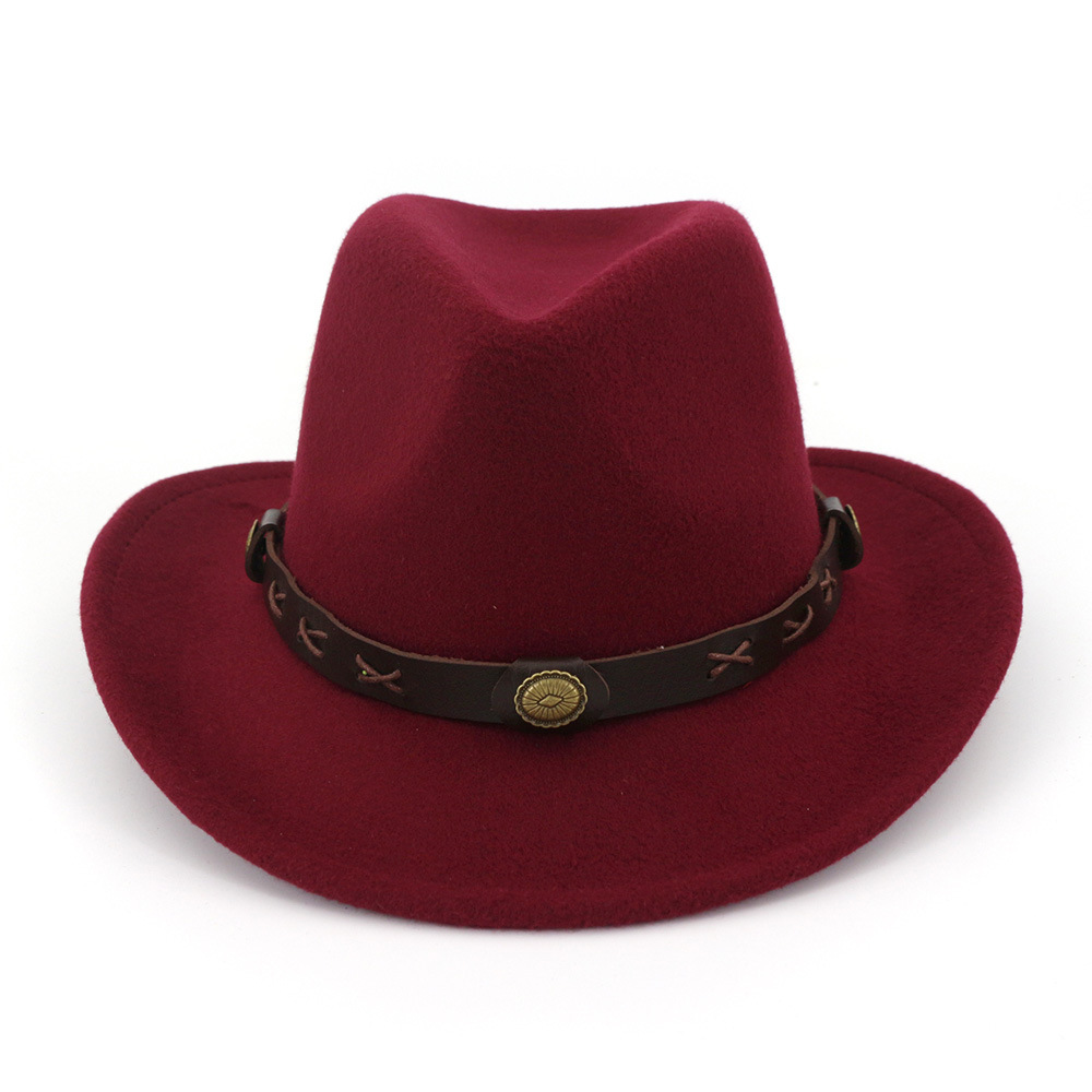 2023 Nieuwe Hot Selling Hoed Nieuwe Etnische Minderheid Stijl Mannen En Vrouwen Paar Hoed Wollen Western Cowboy Hoge Hoed_voghion.com