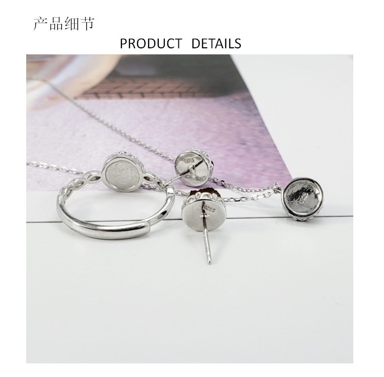 Accessoires S925 Silberkette Mode einfache Intarsien Achat Kristall Knospe Schmuck Ohrringe Ring Halskettepicture4