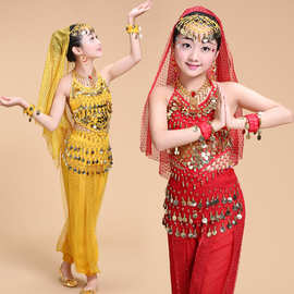 印度舞蹈服装女儿童 新款少儿肚皮舞演出服套装 新疆舞天竺表演服