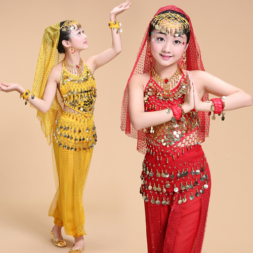Indian dance costumes for girls, new children's belly dance costumes, Xinjiang dance Tianzhu costumes