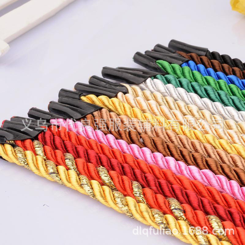 厂家现货直销彩色丙纶手提绳束口绳 高档礼品袋三股包芯扭绳