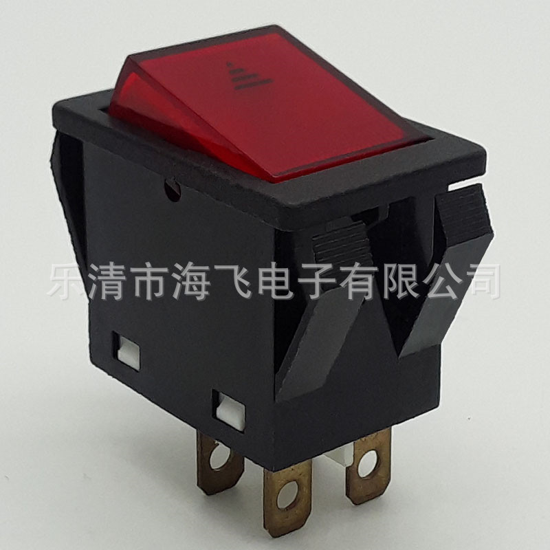 供应船型开关 KCD4翘板开关 4脚双刀带灯船型开关 船形开关