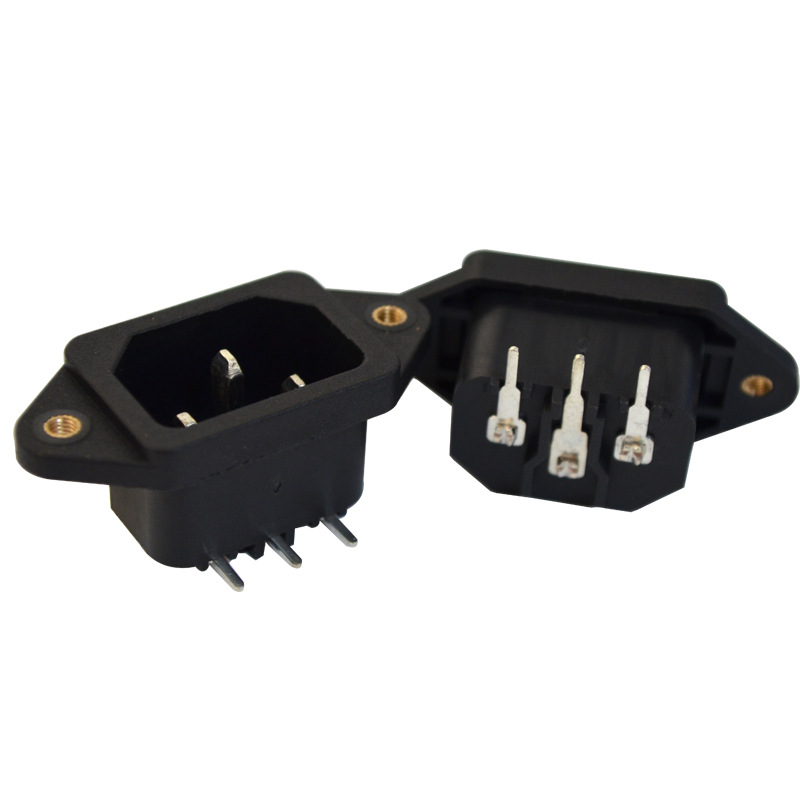 厂家直销AC电源插座三插实心母座 平脚全铜带螺丝孔阻燃插座