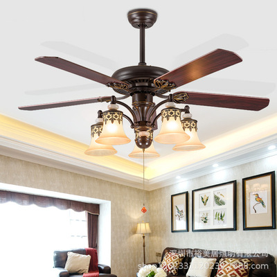 美式电风扇灯吊扇仿古客厅卧室书房风扇吊灯带灯餐厅装饰吊扇灯具