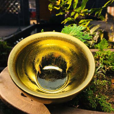 金色建阳水吉建盏茶杯 油滴兔毫鹧鸪斑百花陶瓷杯茶具茶杯子|ru