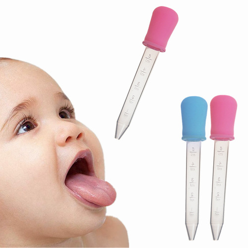 Manufacturer baby dropper type medicine feeder baby anti-choking silicone dropper medicine feeder with scale suction ball dropper 5ml